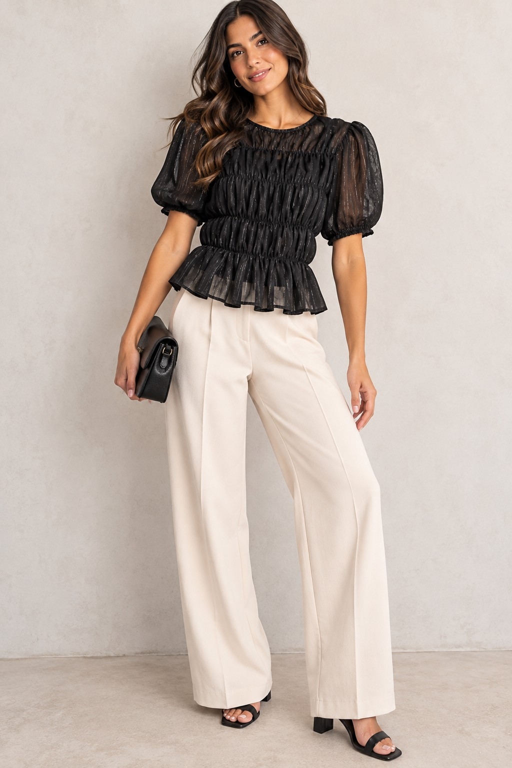 Blusa de Gasa con Brillo Laminado - Imagen 3
