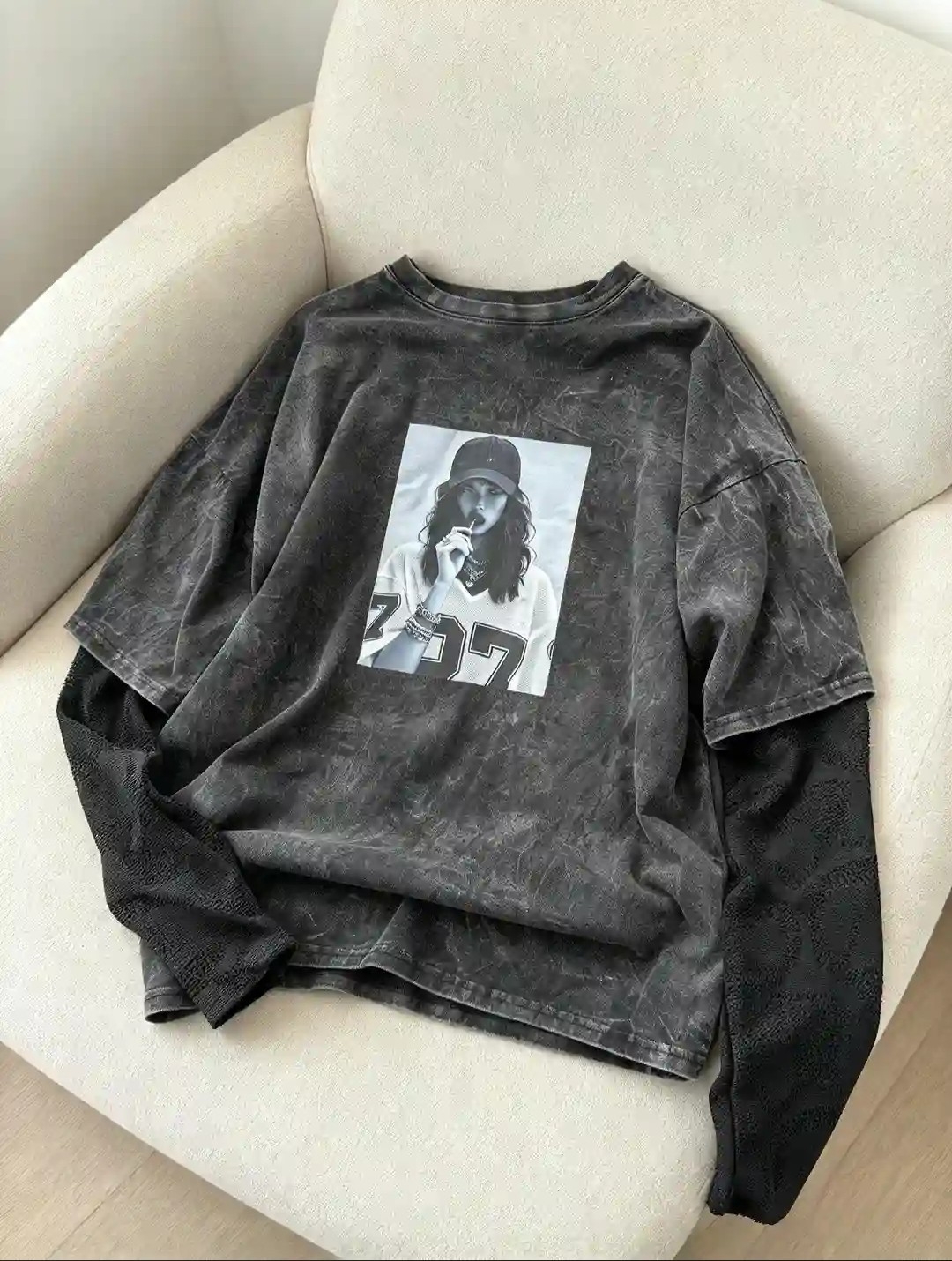 Remeron Jaspeado con Manga de Encaje - Imagen 2
