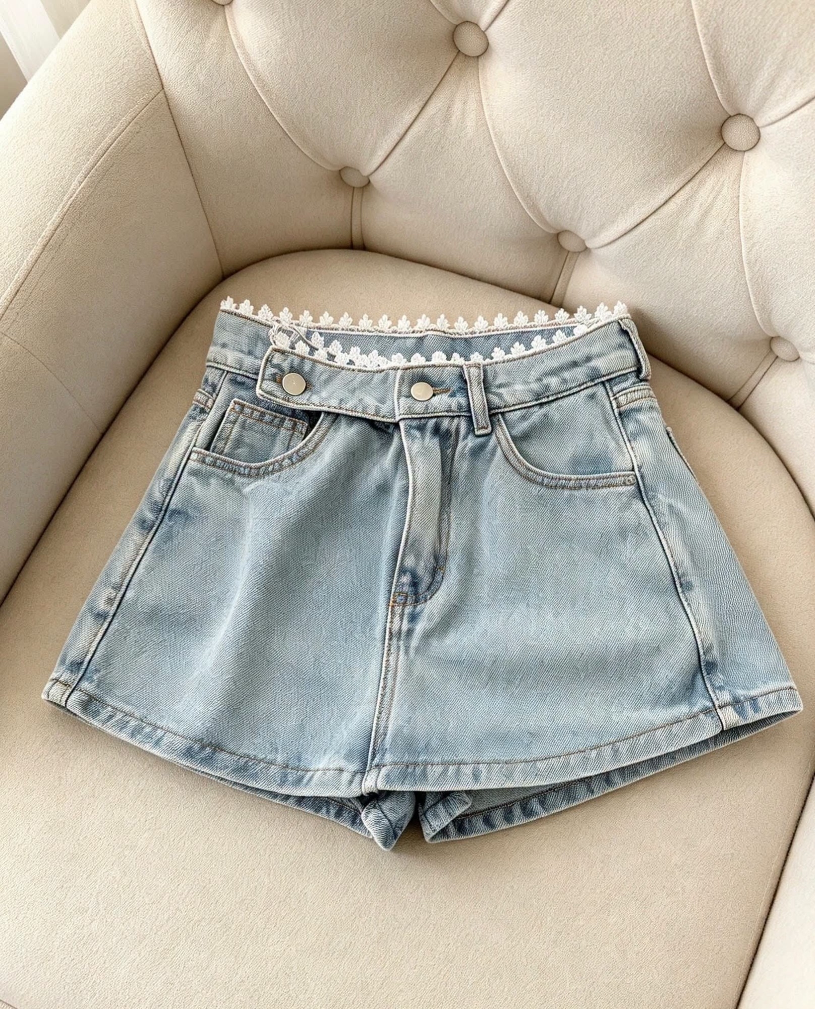 Shorts Pollera Cruzado con Puntilla Tendencia - Imagen 3