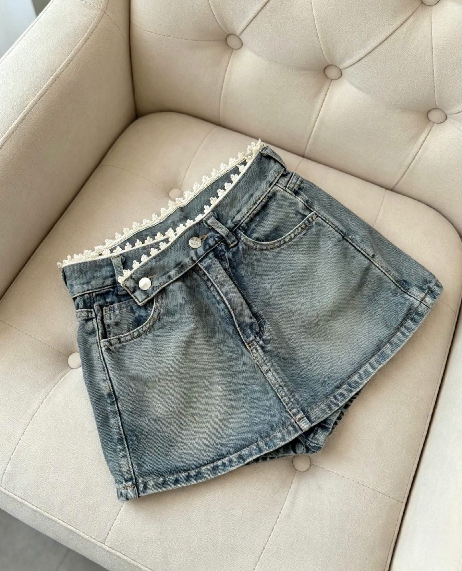 Shorts Pollera Cruzado con Puntilla Tendencia - Imagen 4