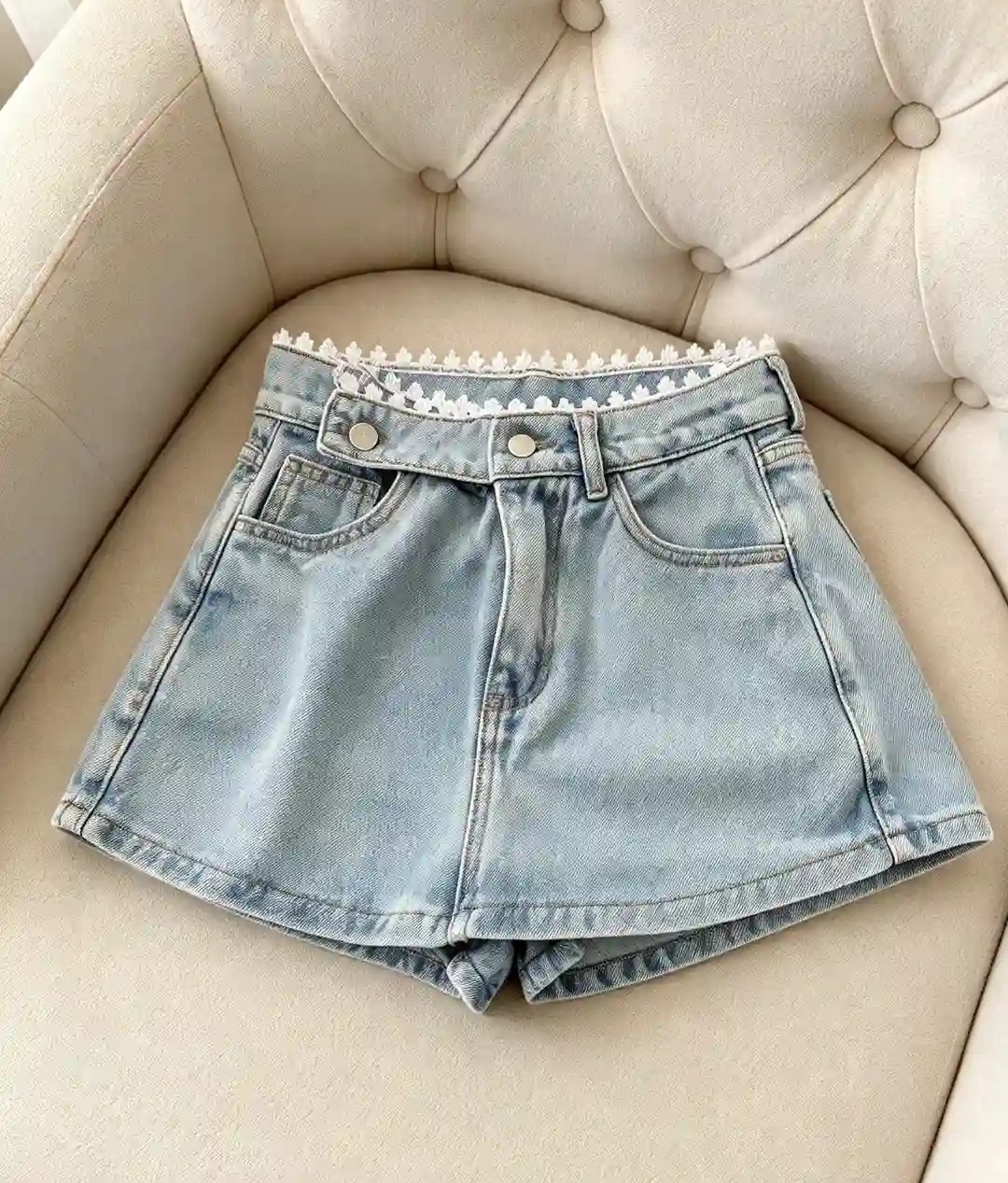 Shorts Pollera con Puntilla Cintura Cruzada - Imagen 5