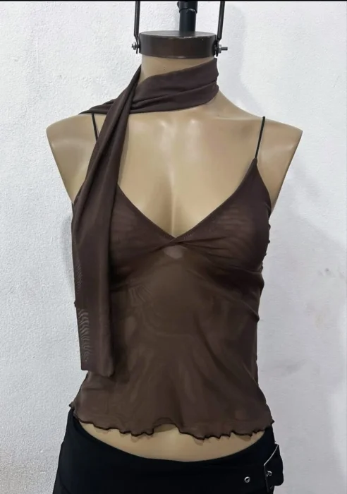 Top Microtul Musculosa Tiras Cola Raton