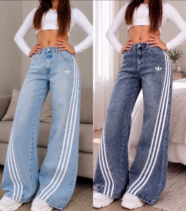 Palazo Jeans Ad!d@s 3 Lineas Vertical