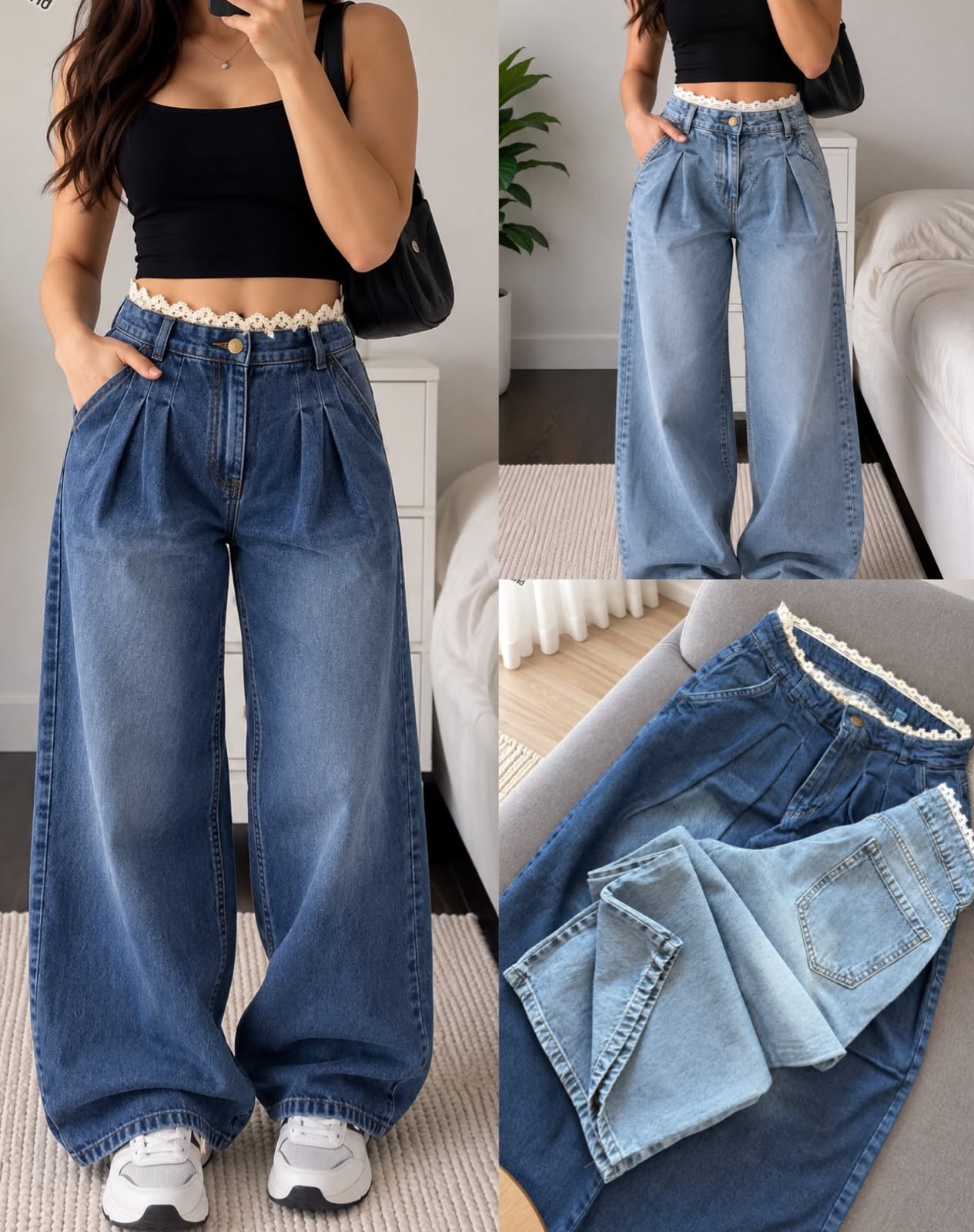 Palazo Jeans  con Pinzas - Imagen 2