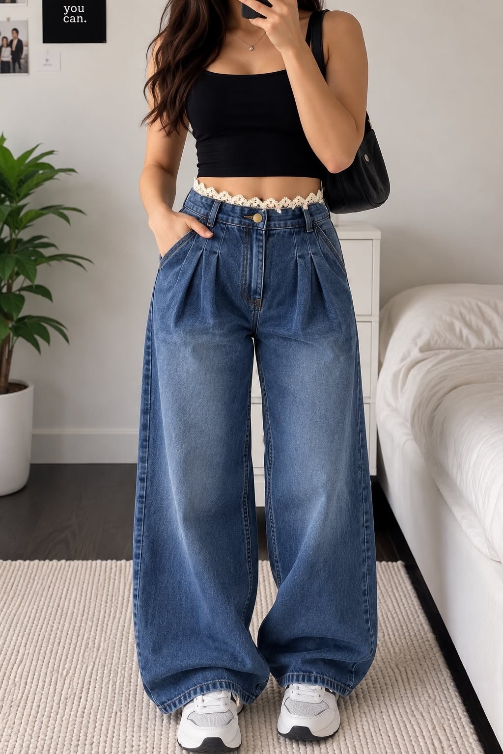 Palazo Jeans  con Pinzas - Imagen 4