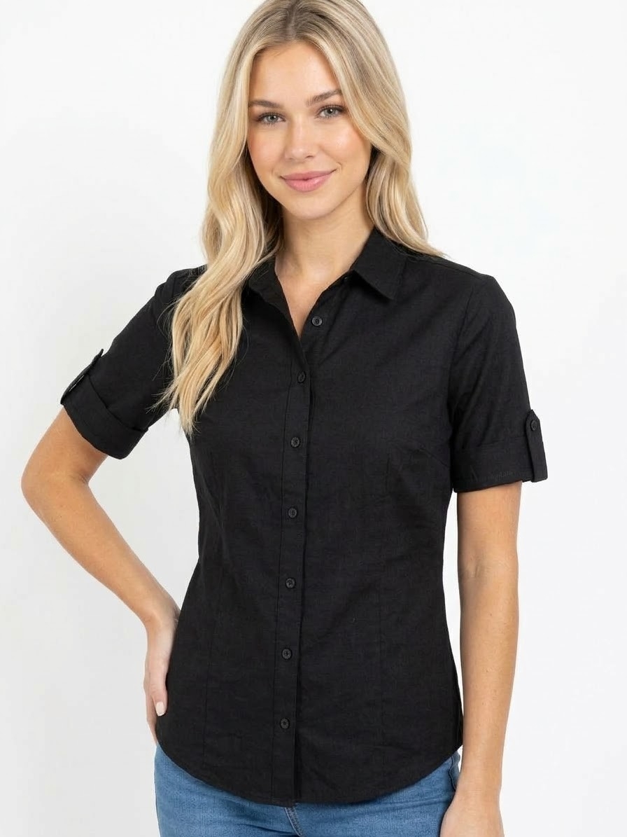 (us4808) Camisa Elastizada Manga Corta - Imagen 3