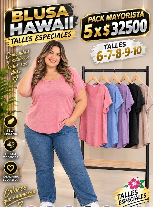 Remera Hawaii Talles Especiales
