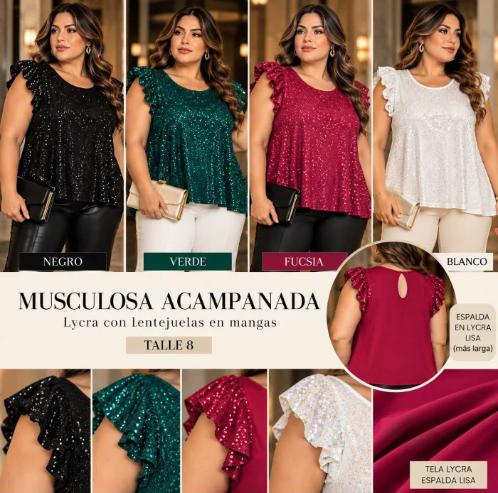 Blusa Lentejuela Elastizada Calidad Premium