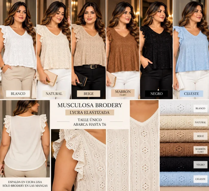 Musculosa Broderi Elastizado