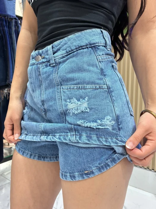 Shortpollera Azul Nevado Roto R