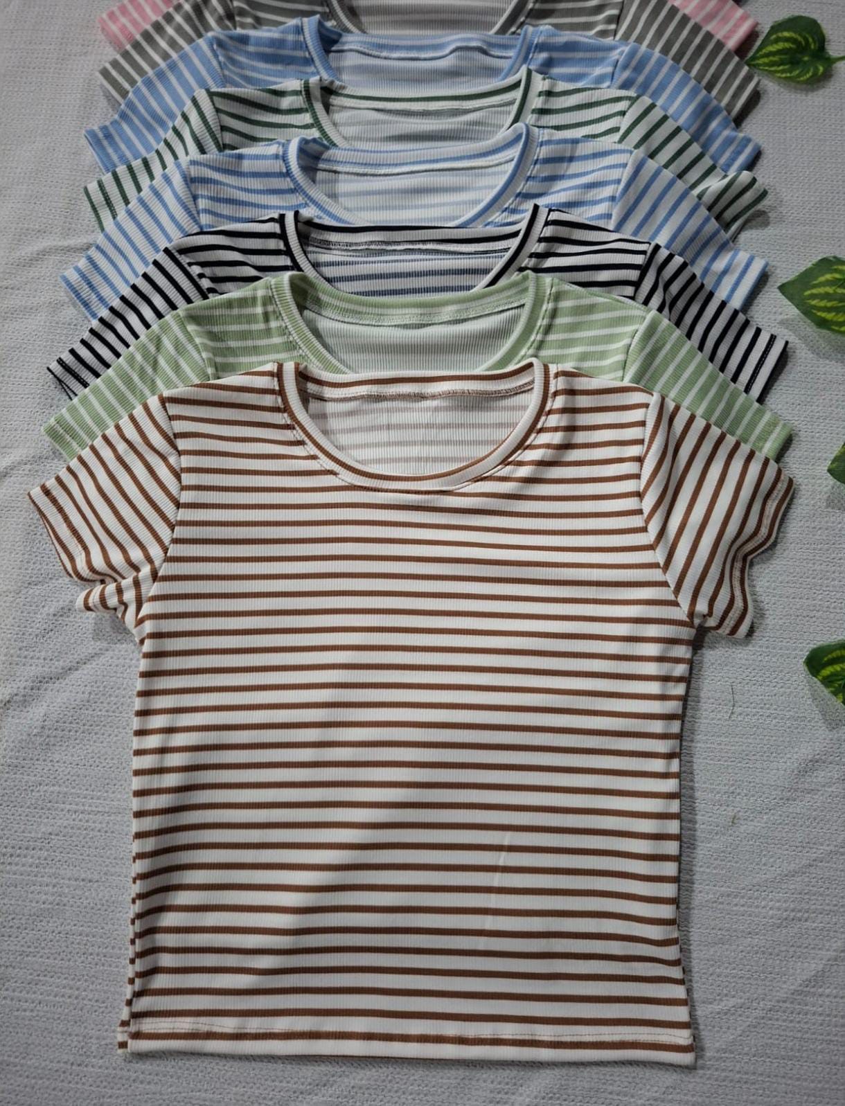 Remera Morley Rayada Mujer Verano Dama Camisa Camiseta Remeron Top Manga Corta - Imagen 2
