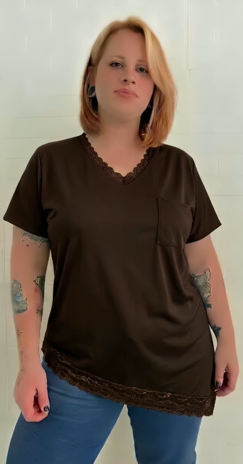 Remera con Encaje Talles Especiales Microfibra con Lycra - Imagen 3