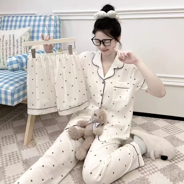 Pijamas 3 Piezas (camisa-short-pantalon)calidad Premium 100% Algodón