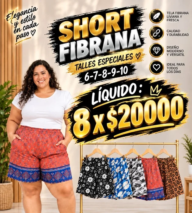 Short Fibrana Especial Combo Mama  8 X $ 20000