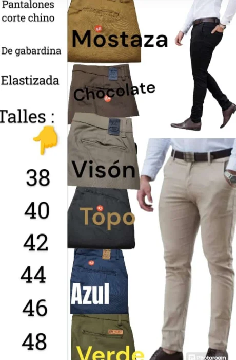 Pantalón Corte Chino  Gabardina Elastizada