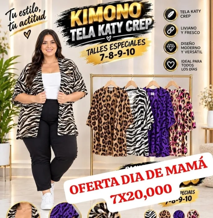 Kimono Crep Talles Especiales Combo Mama 7x $ 20000