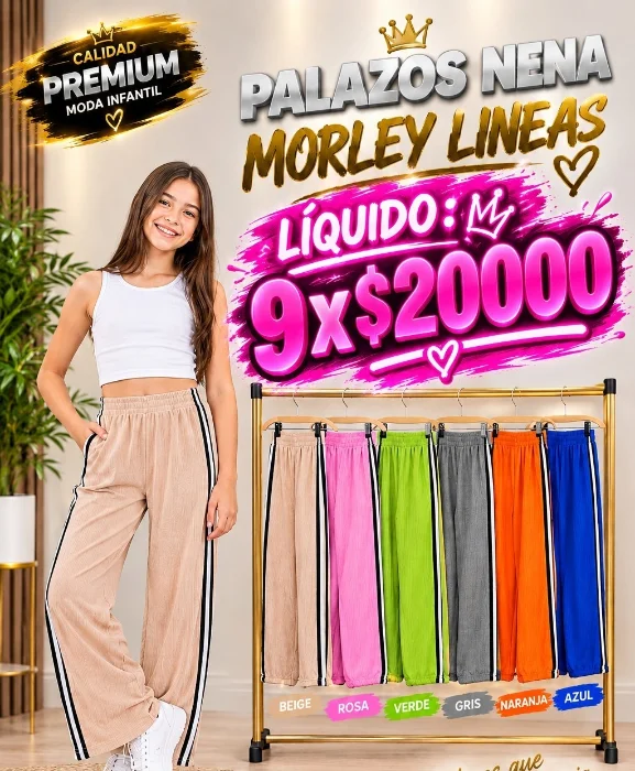 Palazo Morley Nena con Líneas Combo Liquidación : 9 X $ 20000