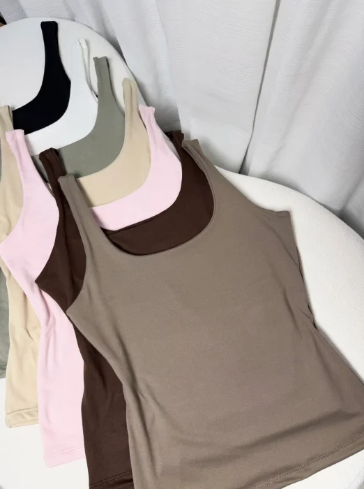Musculosa Escote Cuadrado Doble Tela