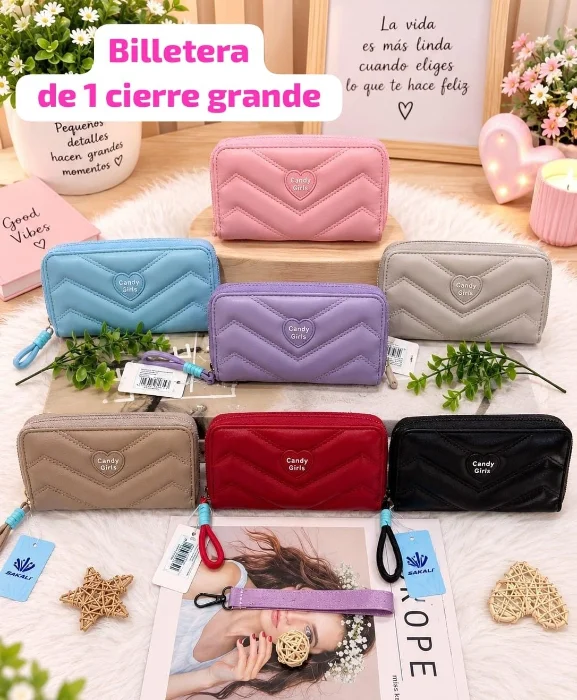 Billeteras de 1 Cierre  
cuero Pu
  Grande Excelente Calidad