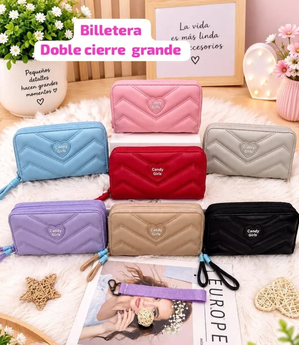 Billeteras de 2 Cierre  
cuero Pu
  Grande Excelente Calidad