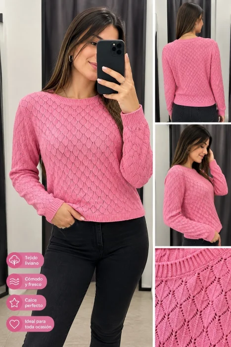 Suéter Cuello Redondo Hojas