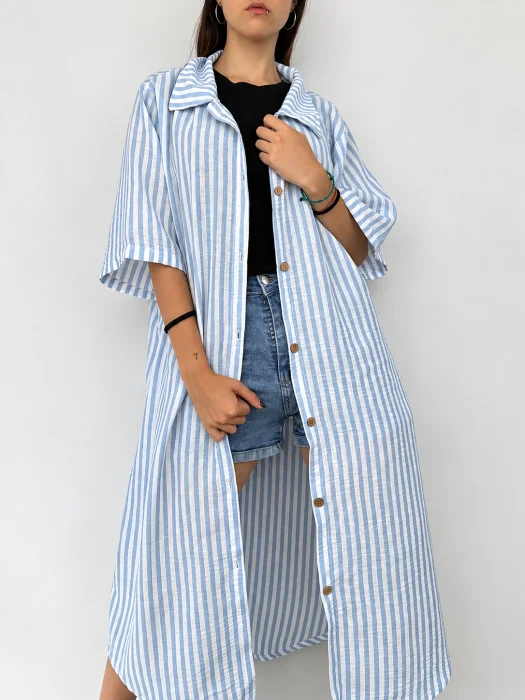 Camisa  Vestido de Lino Rayado