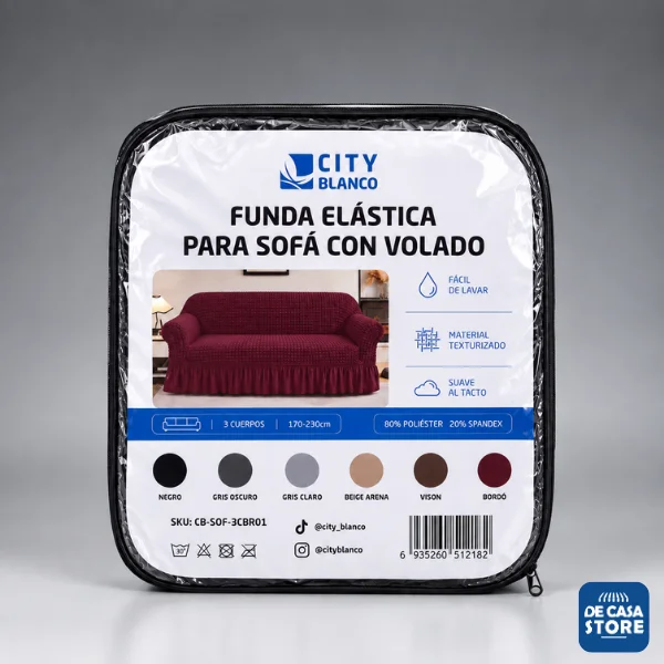 Funda para Sofá Color Bordo 3 Cuerpos 1.70 X 2.30 con Volados | Elástica y Protectora - 4.png
