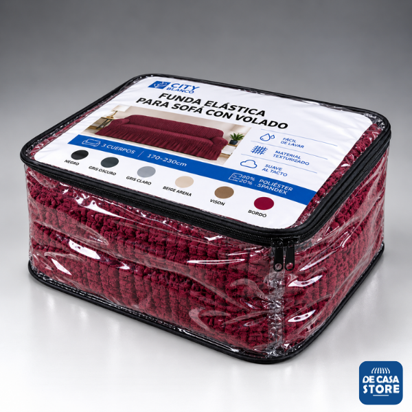 Funda para Sofá Color Bordo 3 Cuerpos 1.70 X 2.30 con Volados | Elástica y Protectora - 3.png