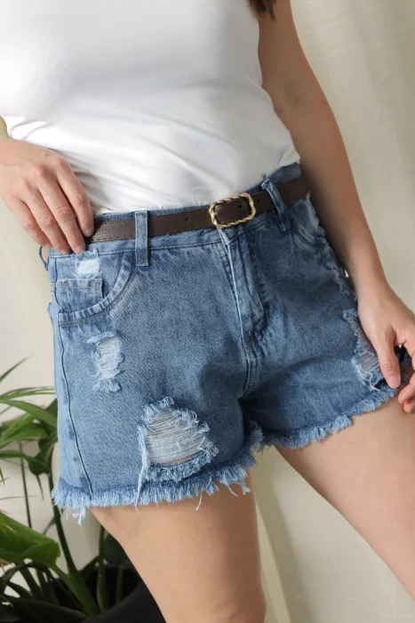 Short Mom Nevado Azul mas Rotura, Rígido