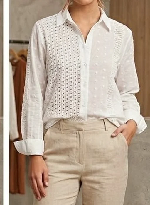Camisa Broderie Manga Larga
