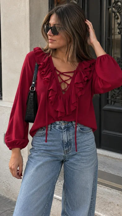 Blusa de Gasas con Cordón