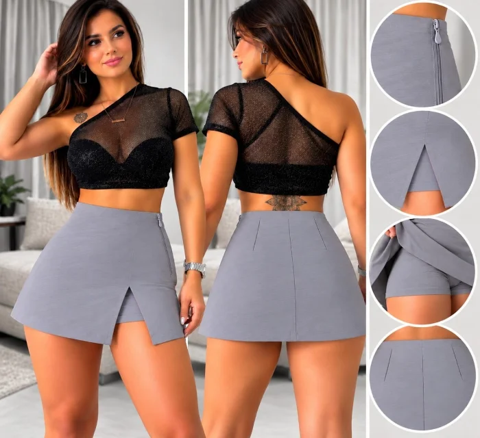 Pollera Short Engomado Estampado