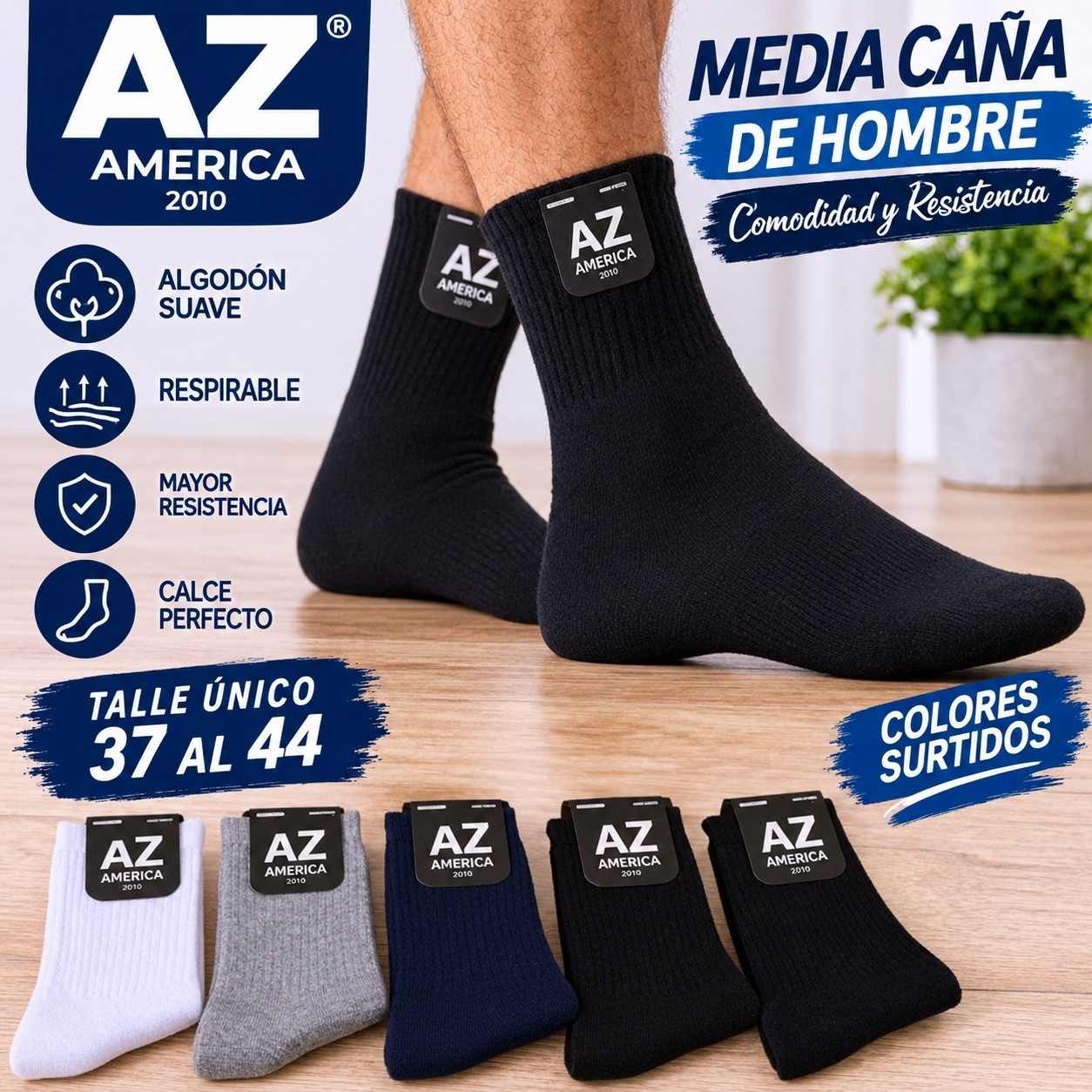 Medias de Varon 3/4 Az 90%algodon - Imagen 2
