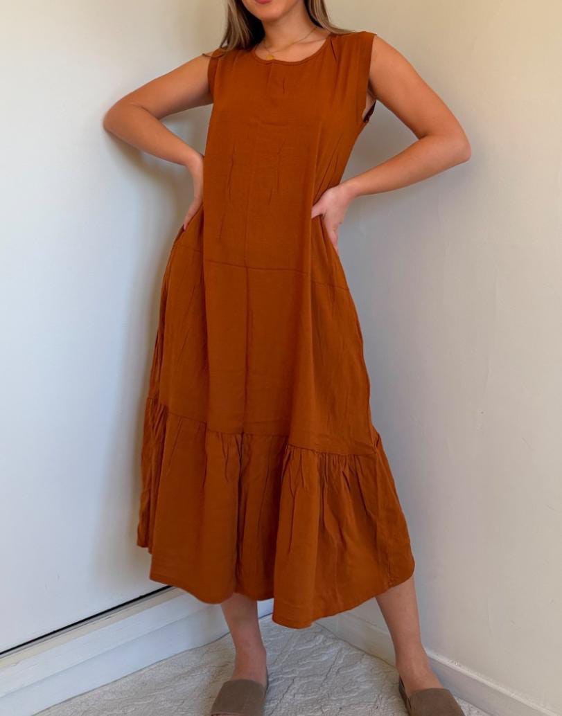 Vestido Lino Spandex Mujer Verano Pollera Músculosa - Imagen 1
