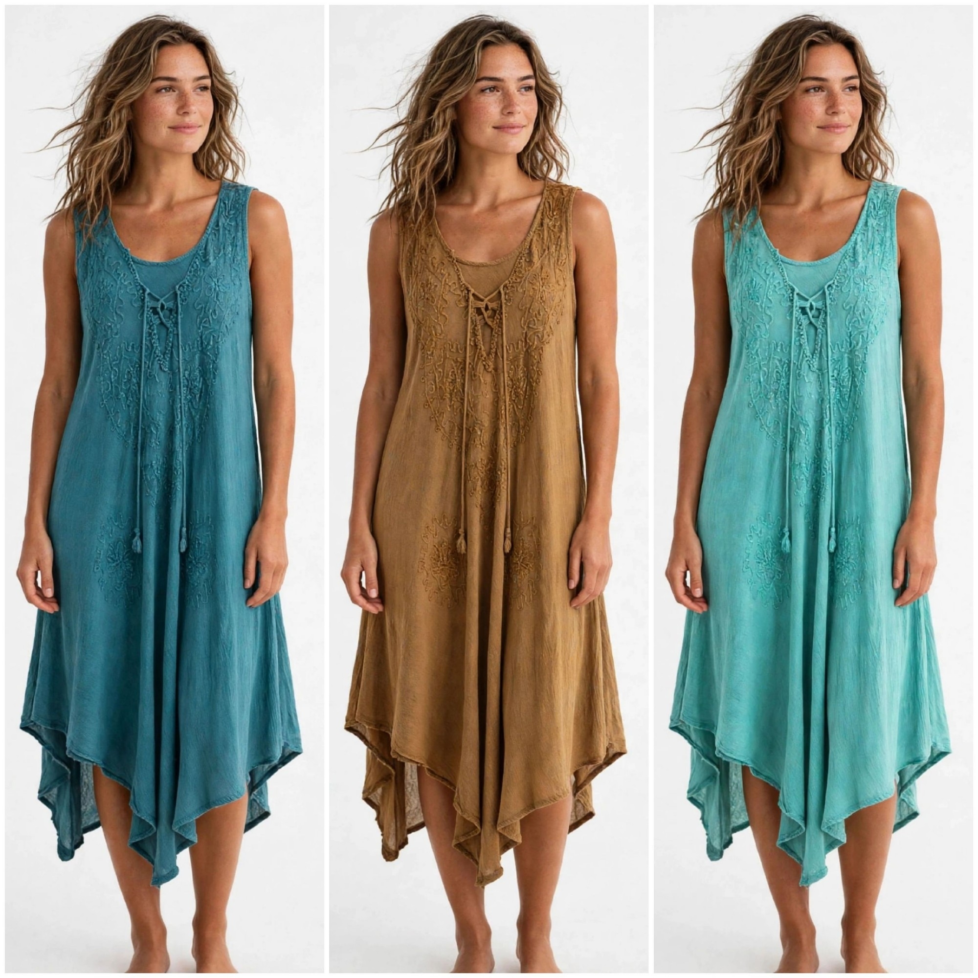 Vestido en Pico Indu Bordado Boho - Imagen 2