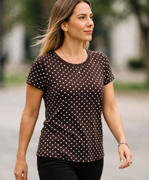 Remera de Mujer Modal Viscosa con Lunares