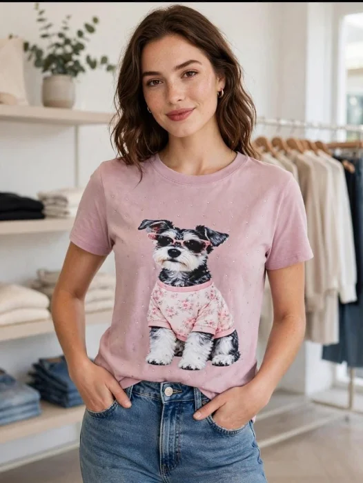 Remera Estampado con Brillo