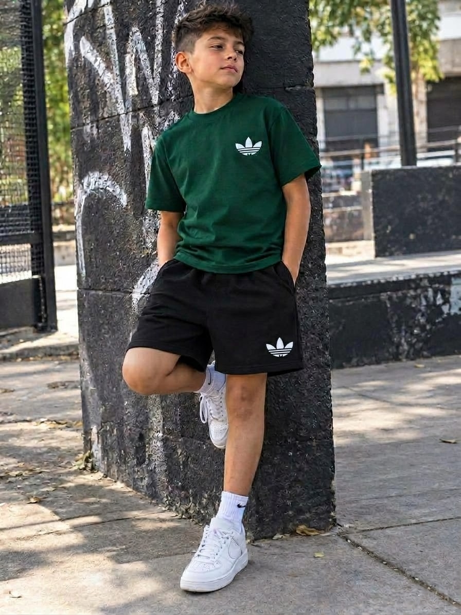 Conjuntos Nene Remera Algodón Peinado y Short Set Deportivo - Imagen 2