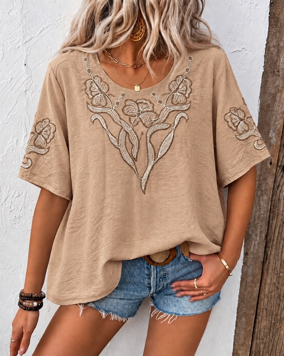 Blusa Amplia Lino Bordado - Imagen 2