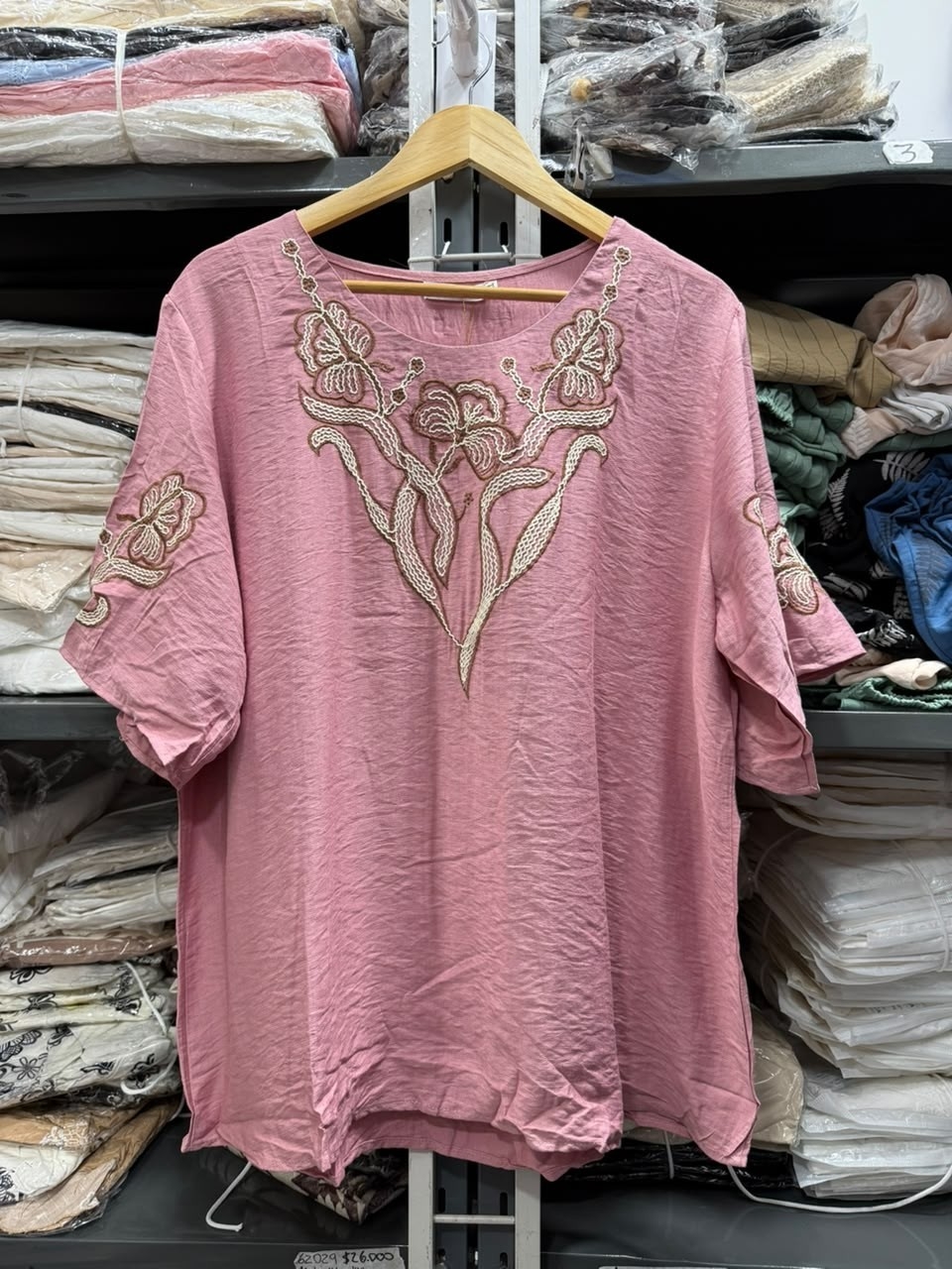 Blusa Amplia Lino Bordado - Imagen 6