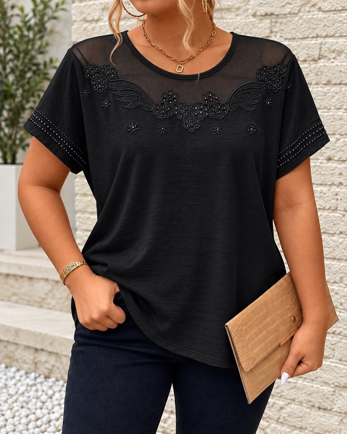 Remeras con Pedrería Importado - Imagen 4