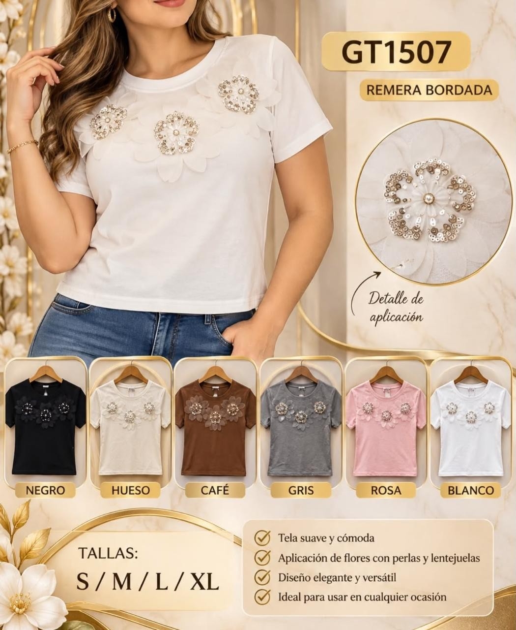 Remera Detalle Flor - Imagen 3