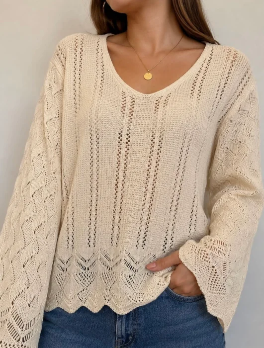 Sweater Adara de Hilo Algodón (calado)