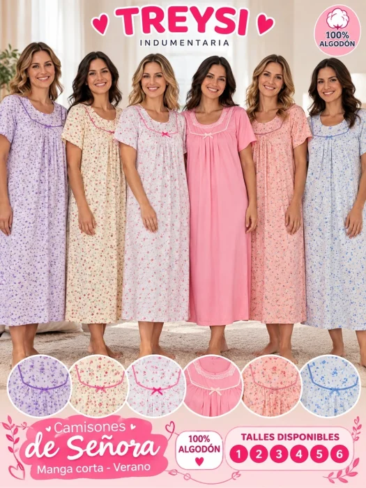 Camisones de Sea Manga Corta Algodón