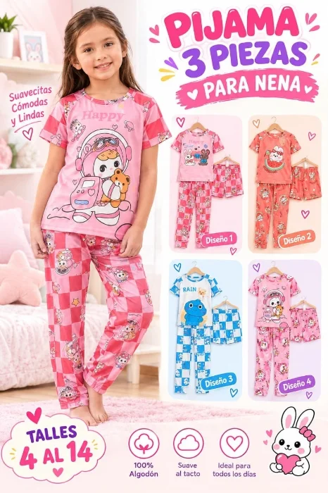 Pijamas Dé  Nene Unisex de 3 Piezas Importado