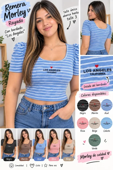Remera Morley Rayada con Manga Princesa