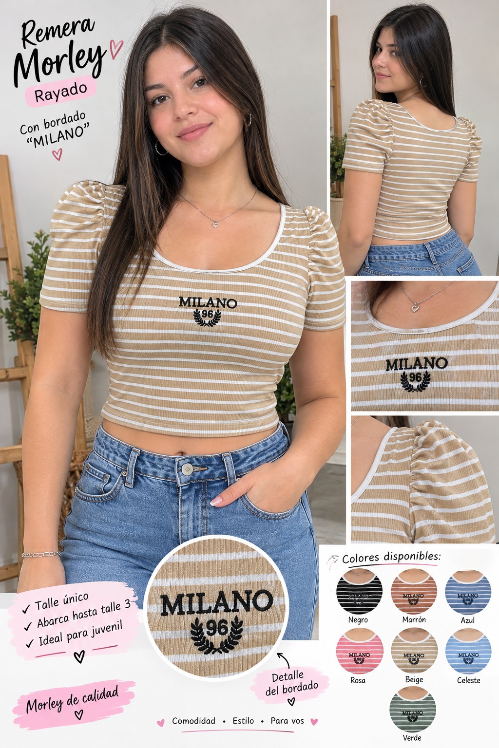 Remera Morley Rayada con Manga Princesa - Imagen 3