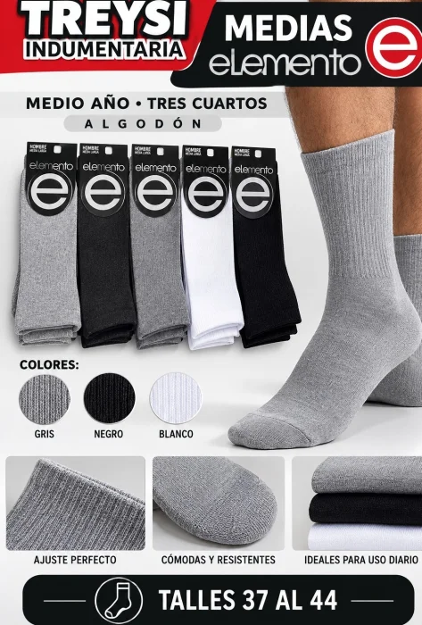 Medias de Varón 3/4 Elemento Original 100%algodon