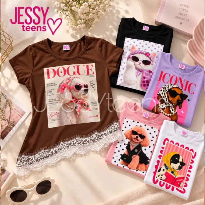 Remera Puntilla Cachorritos Fashionistas