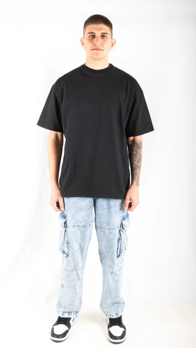 Remera Oversize Negra Lisa Hombre Jersey
